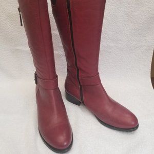 Elegant Burgundy Knee-High Leather Boots